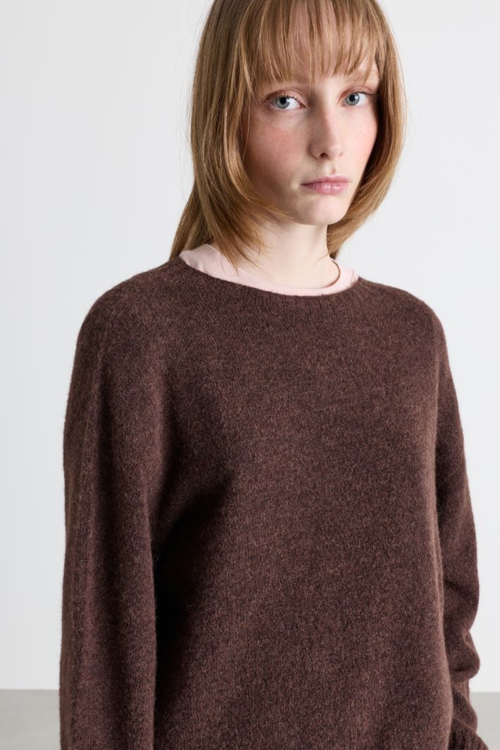 Maglia girocollo stretch - MARRONE - Intrend - 3