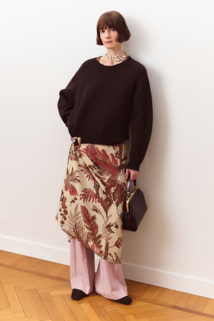 Stretch crew-neck jumper - BROWN - Intrend - 5