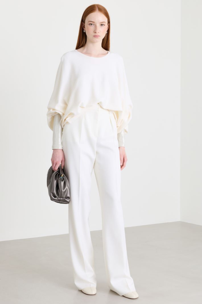 Drawstring-sleeve jumper - WHITE - Intrend
