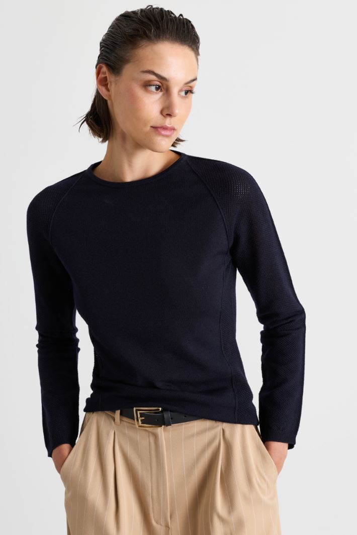 Maglia aderente con maniche raglan - BLU - Intrend - 2