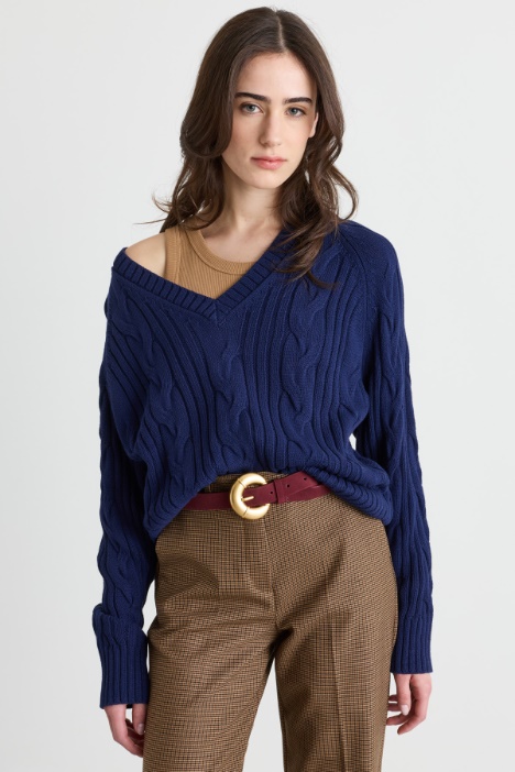 Cable and Rib-Knit Jumper - Intrend