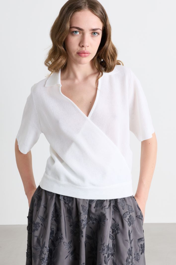 Polo en maille coupe boxy - BLANC - Intrend - 2