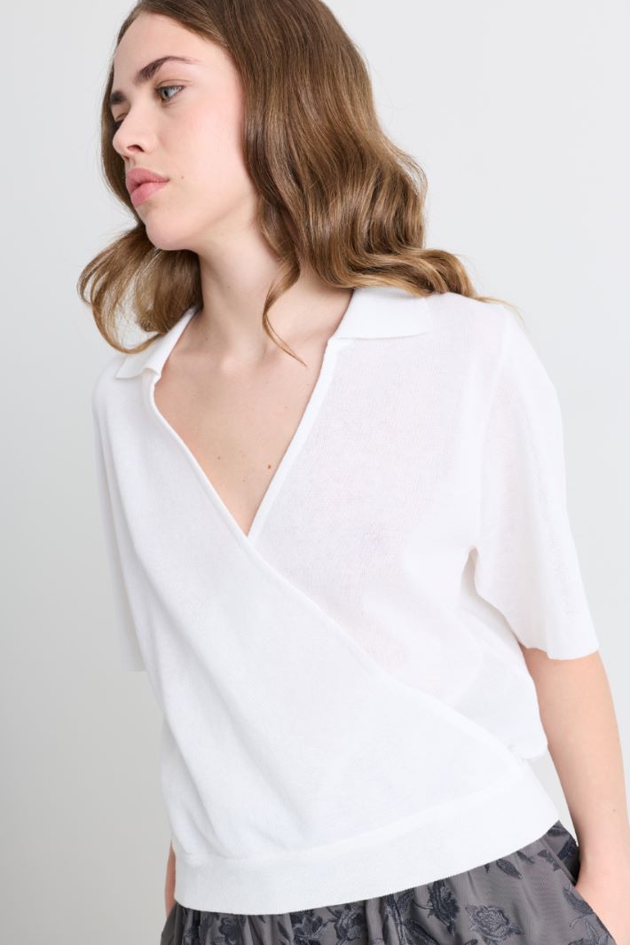 Polo en maille coupe boxy - BLANC - Intrend - 3