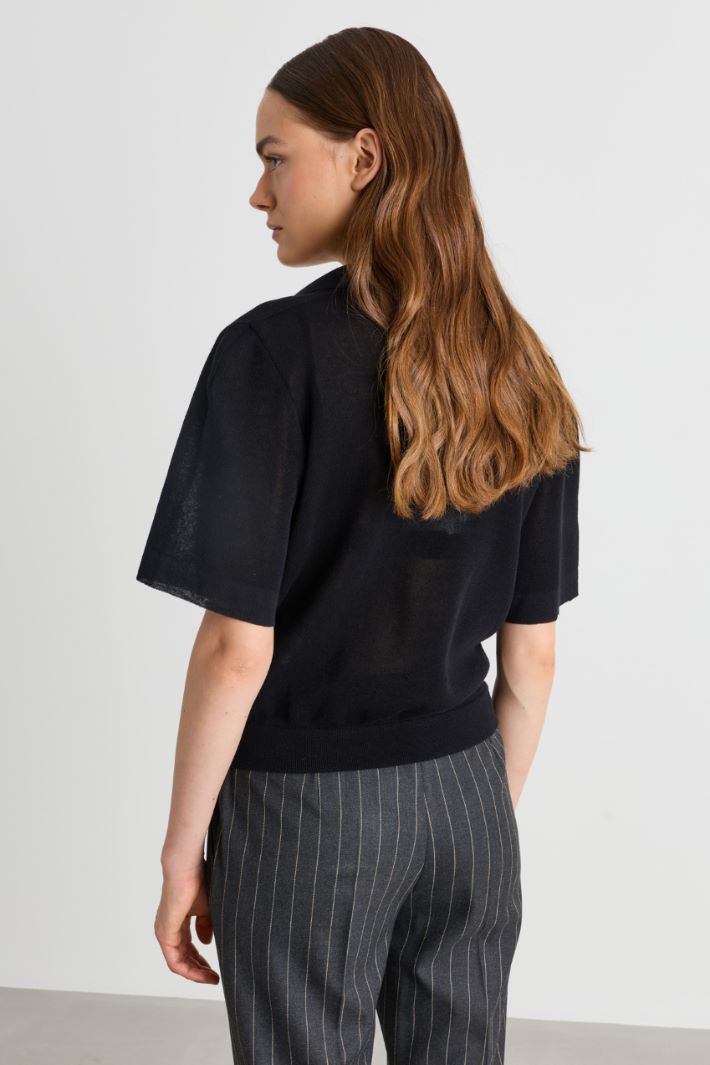 Polo en maille coupe boxy - NOIR - Intrend - 4