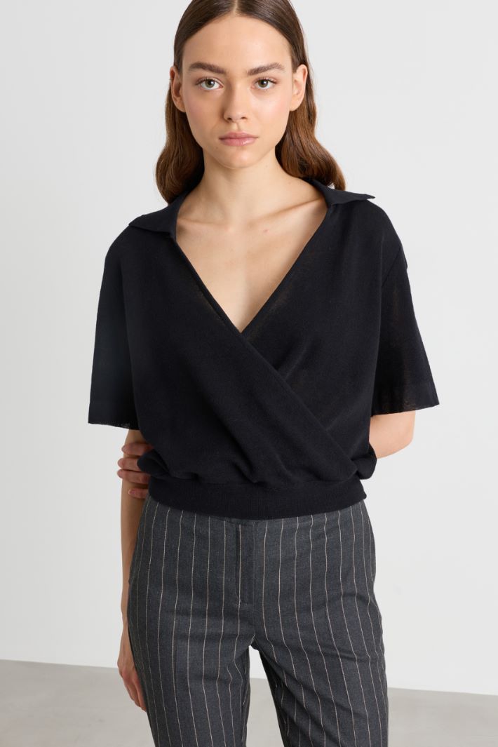 Polo en maille coupe boxy - NOIR - Intrend - 2