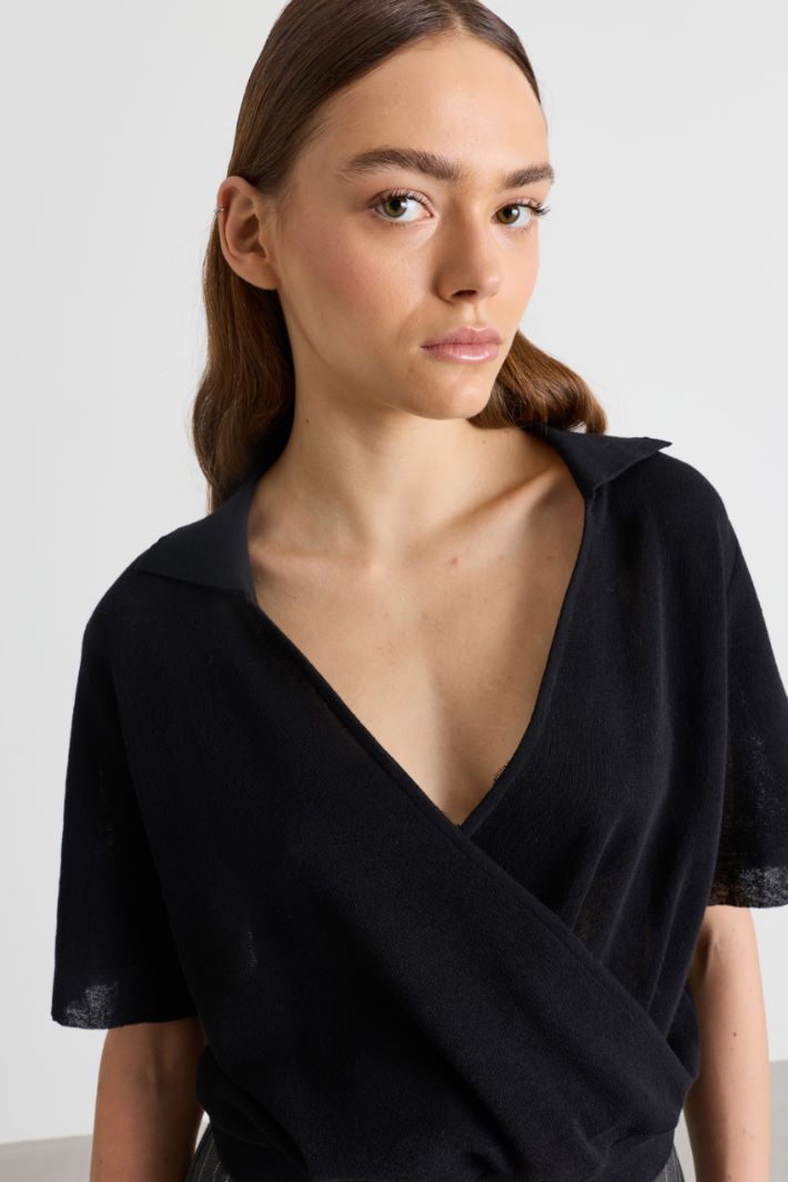 Polo en maille coupe boxy - NOIR - Intrend - 3