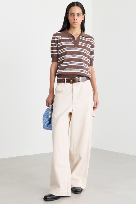 Gestreiftes Strick-Poloshirt - Intrend