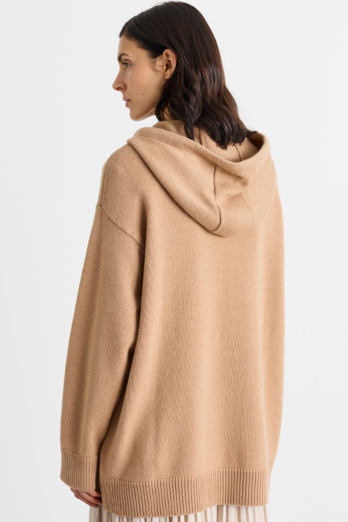 Knitted hoodie - CAMEL - Intrend - 4