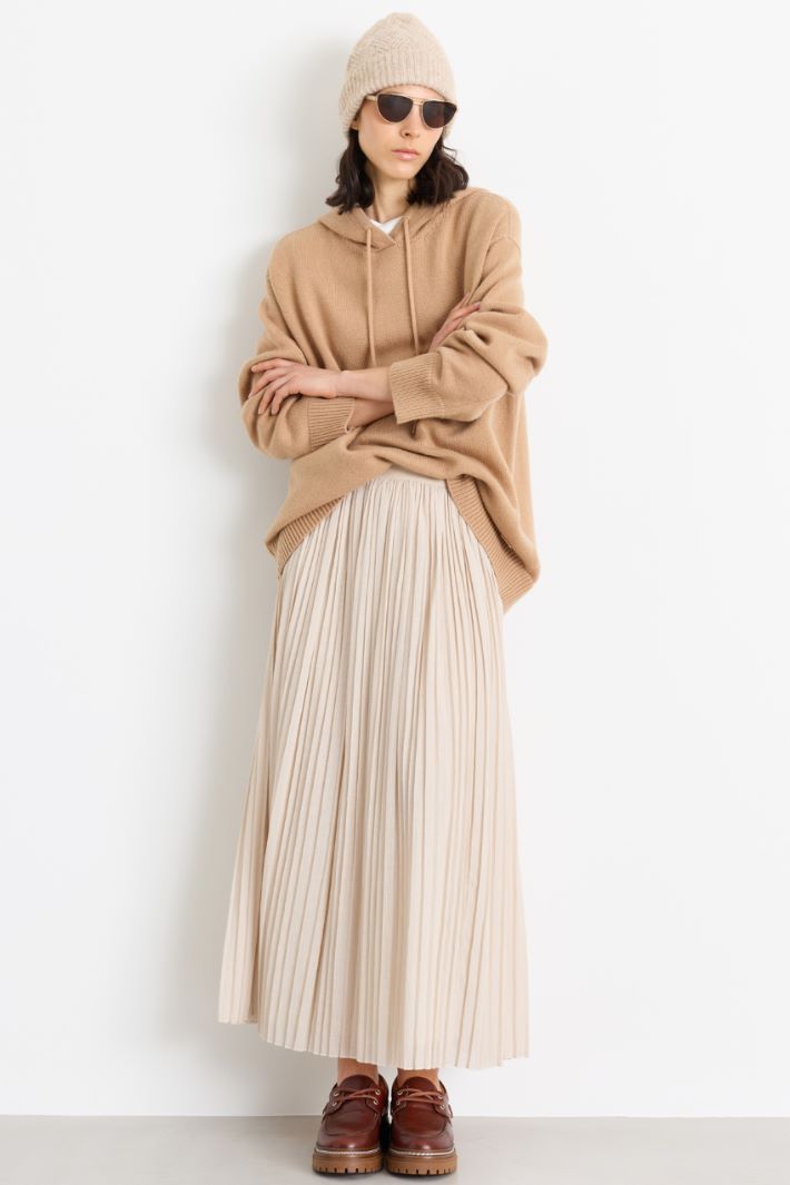 Knitted hoodie - CAMEL - Intrend