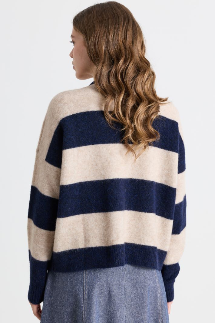 Colour-block jumper - PINK BLUE - Intrend - 4