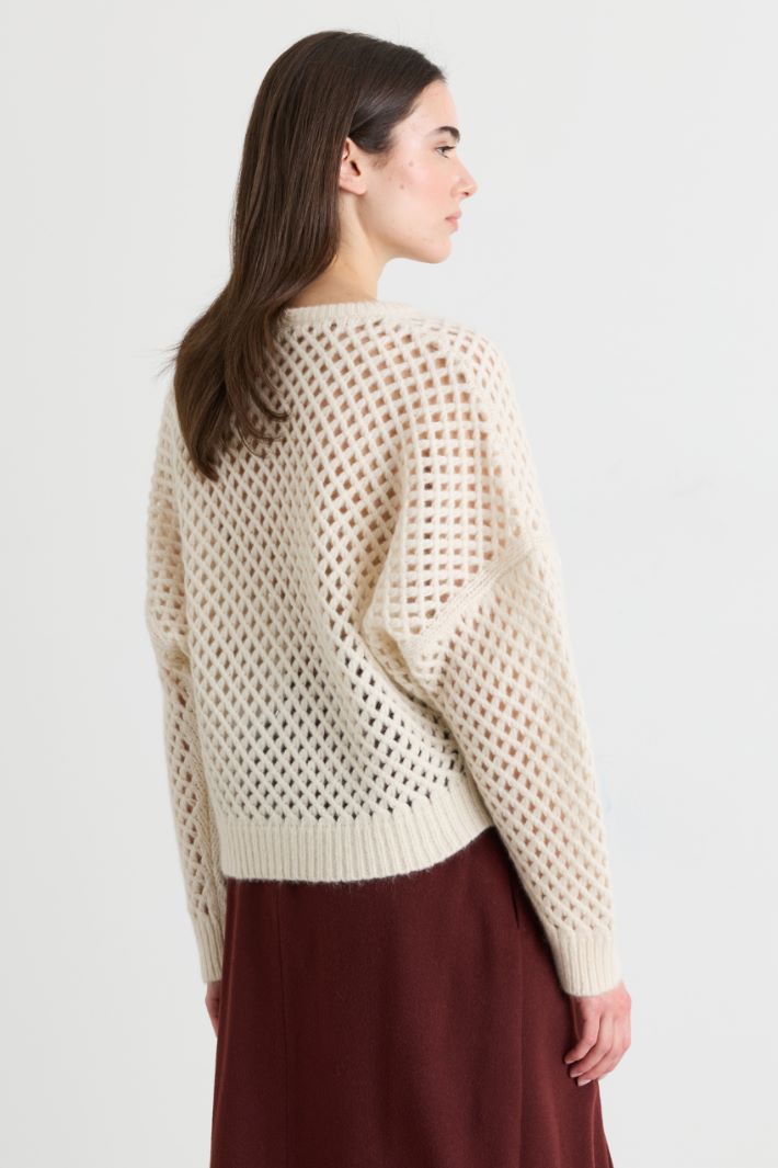 Maglia boxy traforata a rete - BIANCO - Intrend - 4