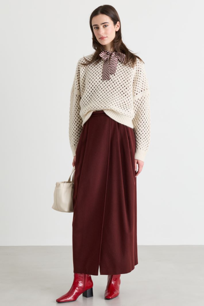 Maglia boxy traforata a rete - BIANCO - Intrend