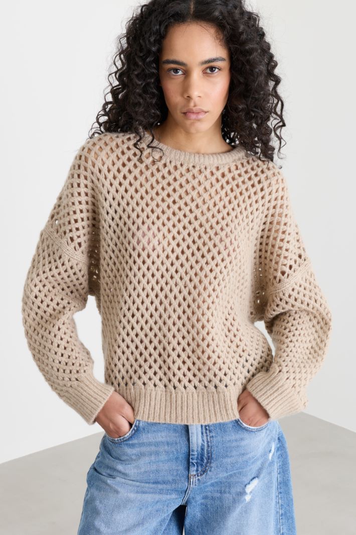 Pull boxy en maille filet - BEIGE - Intrend - 2