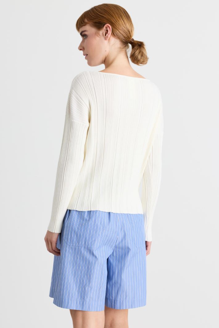 Maglia slim a mix di coste - BIANCO - Intrend - 4