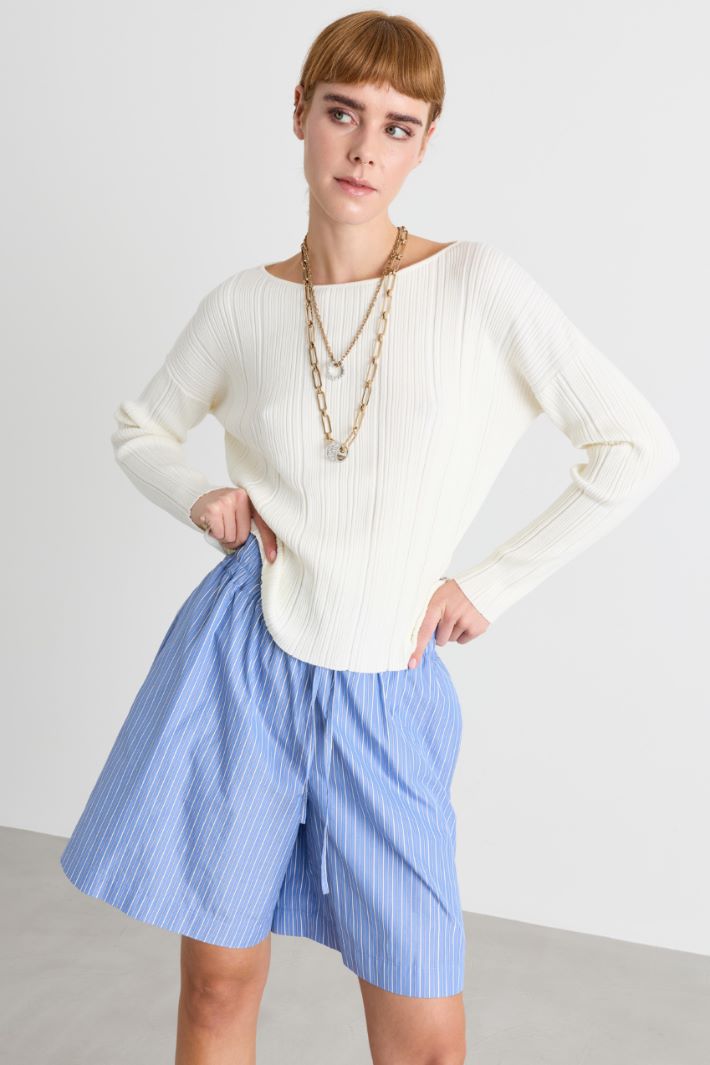 Maglia slim a mix di coste - BIANCO - Intrend - 2