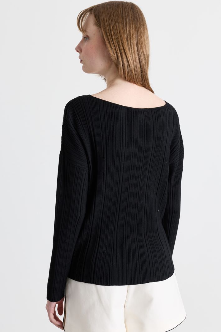 Maglia slim a mix di coste - NERO - Intrend - 4