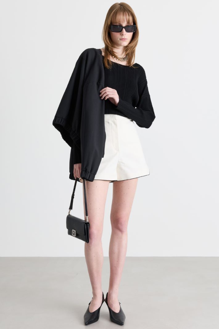 Maglia slim a mix di coste - NERO - Intrend