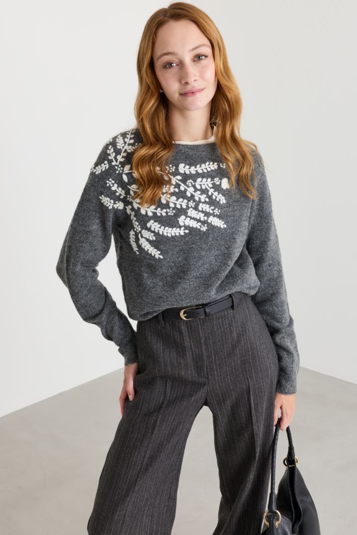 Maglia ricamata - GRIGIO - Intrend - 2