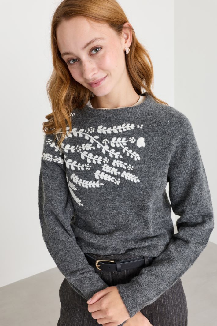 Maglia ricamata - GRIGIO - Intrend - 3