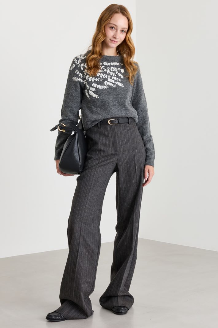 Maglia ricamata - GRIGIO - Intrend