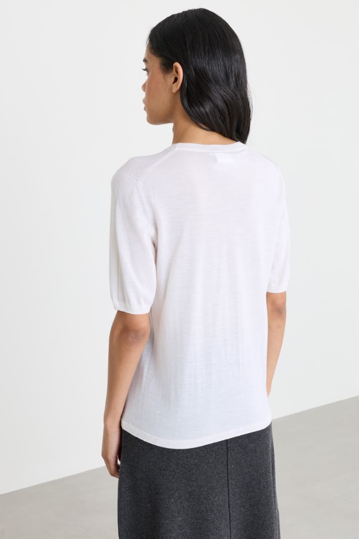 Short-sleeved jumper - WHITE - Intrend - 4