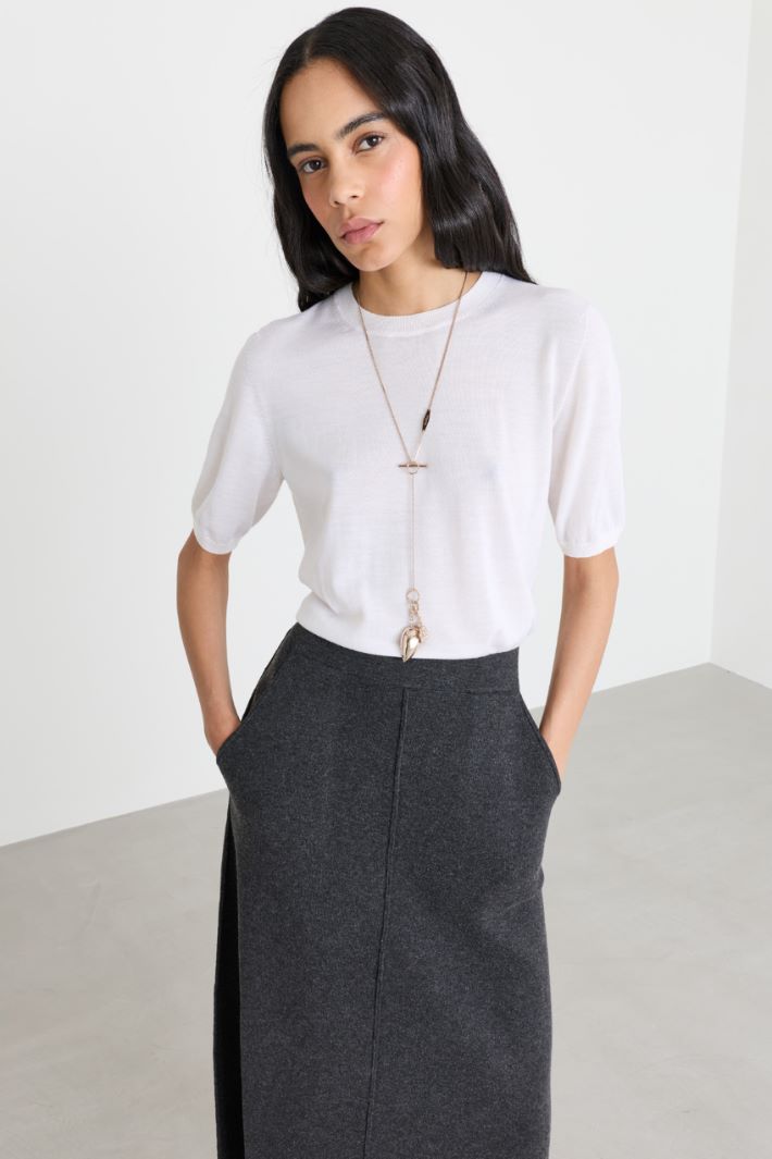 Short-sleeved jumper - WHITE - Intrend - 2