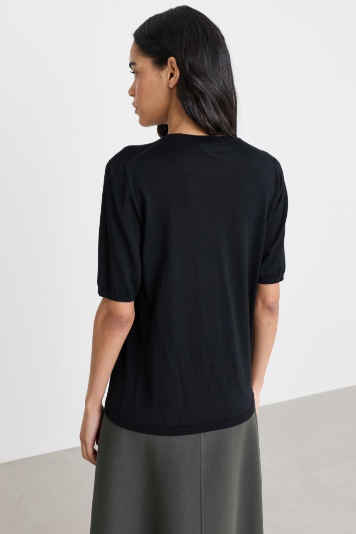 Short-sleeved jumper - BLACK - Intrend - 4