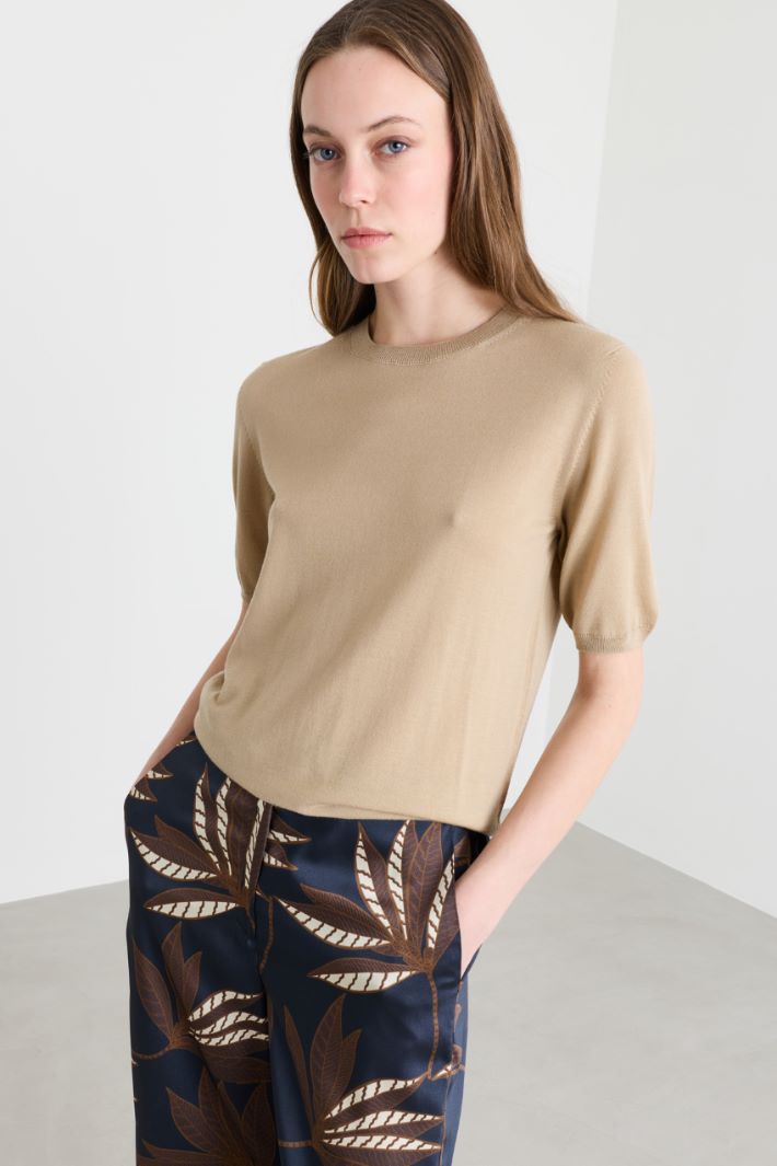 Short-sleeved jumper - BEIGE - Intrend - 2