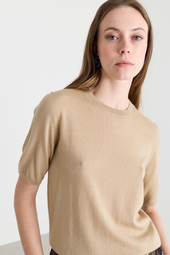Short-sleeved jumper - BEIGE - Intrend - 3