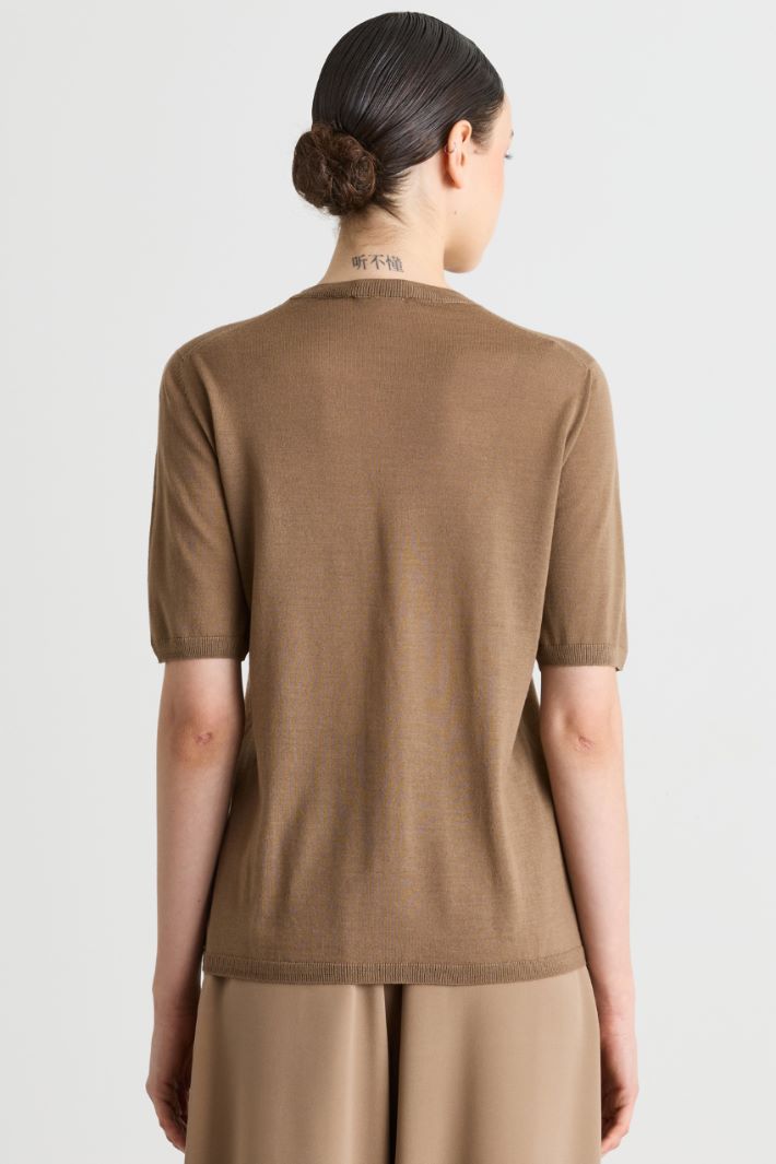 Short-sleeved jumper - BROWN - Intrend - 4