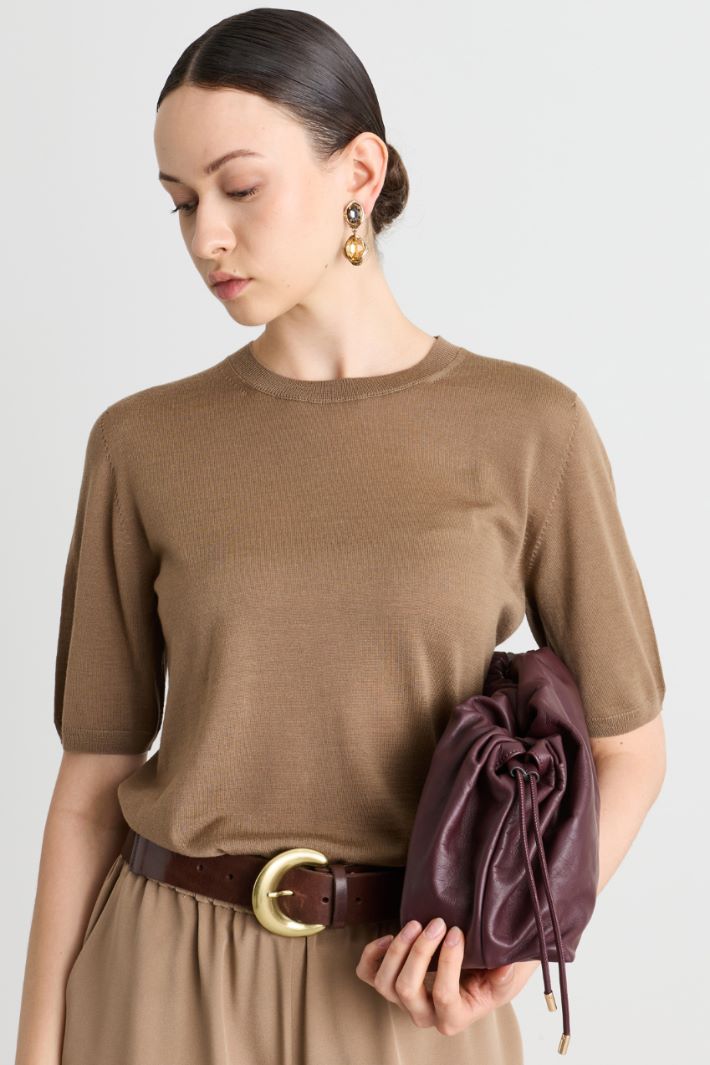 Short-sleeved jumper - BROWN - Intrend - 2