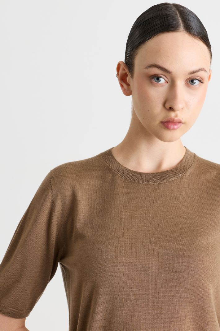 Short-sleeved jumper - BROWN - Intrend - 3