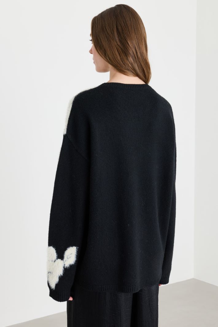 Pull jacquard à sequins - NOIR BLANC - Intrend - 4