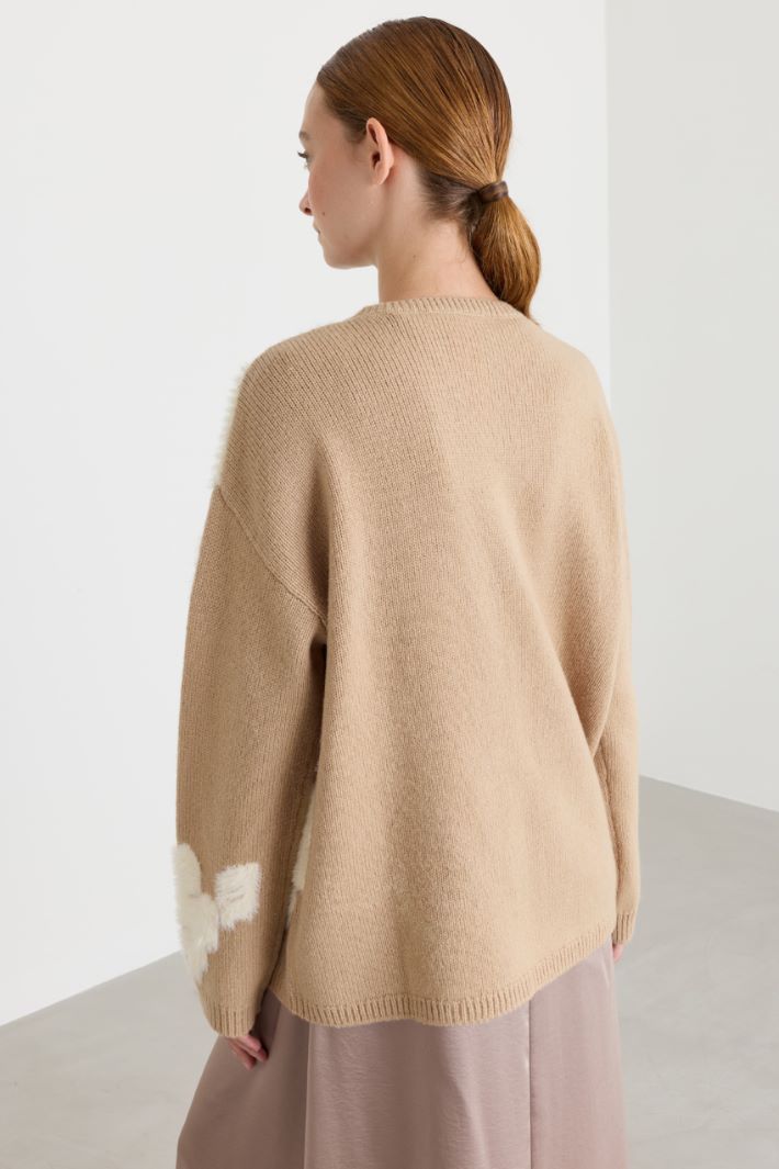Jacquard jumper with sequins - CAMEL - Intrend - 4