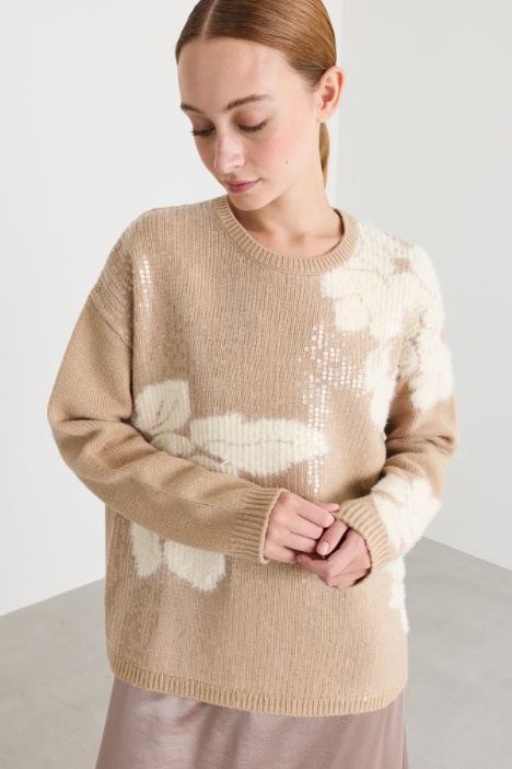 Maglia jacquard con paillettes