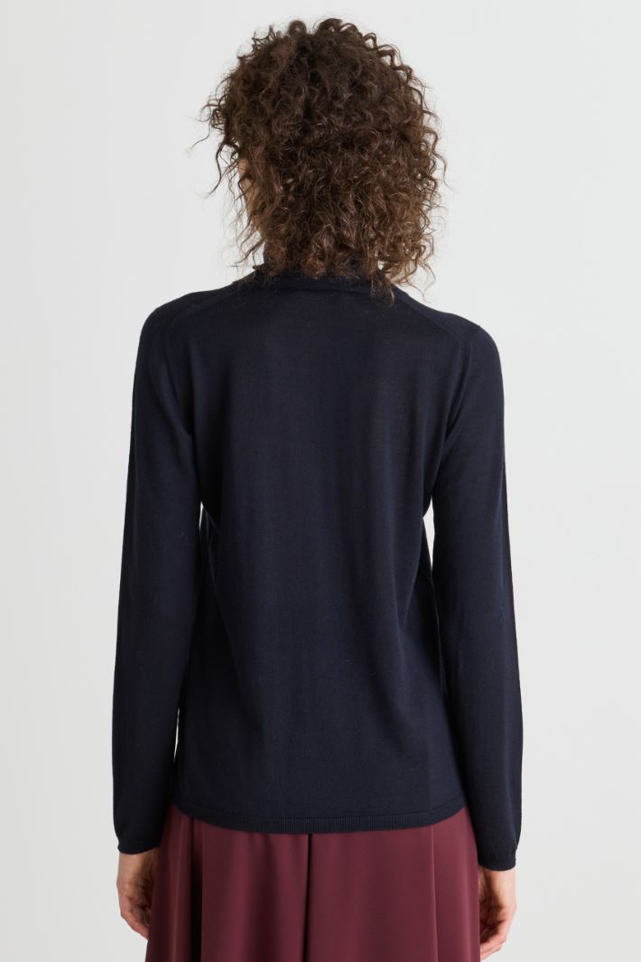 Relaxed-fit roll-neck jumper - BLUE - Intrend - 4
