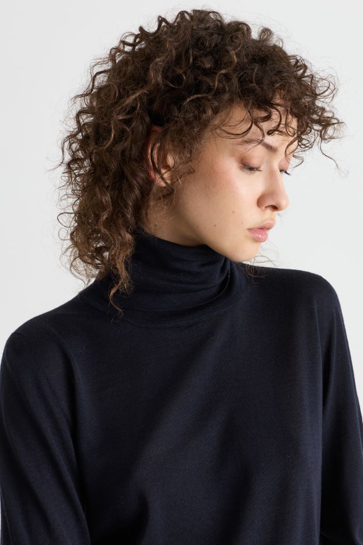 Relaxed-fit roll-neck jumper - BLUE - Intrend - 3