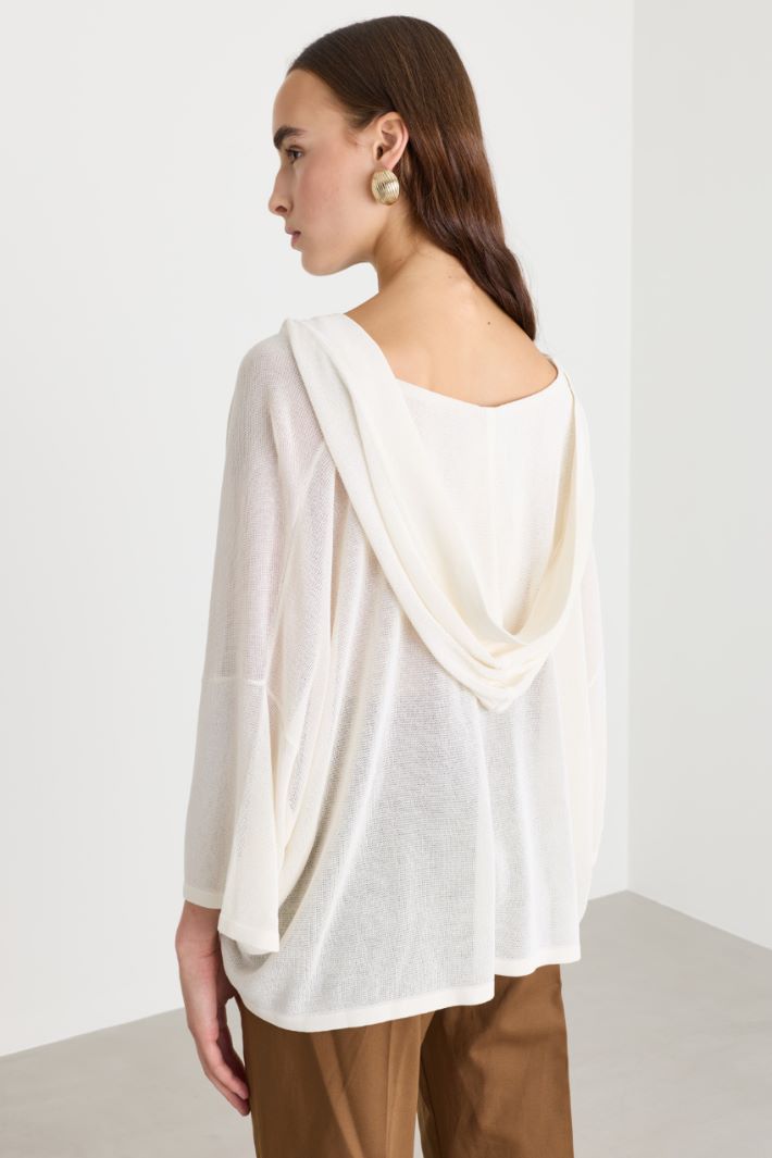 Maglia boxy in cotone e viscosa - BIANCO - Intrend - 4