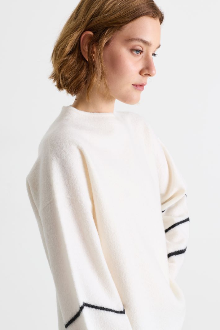 Maglia in pura lana con motivi a intarsio - BIANCO - Intrend - 3