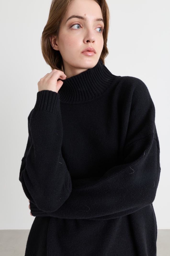 Pull oversize à col cheminée - NOIR - Intrend - 3