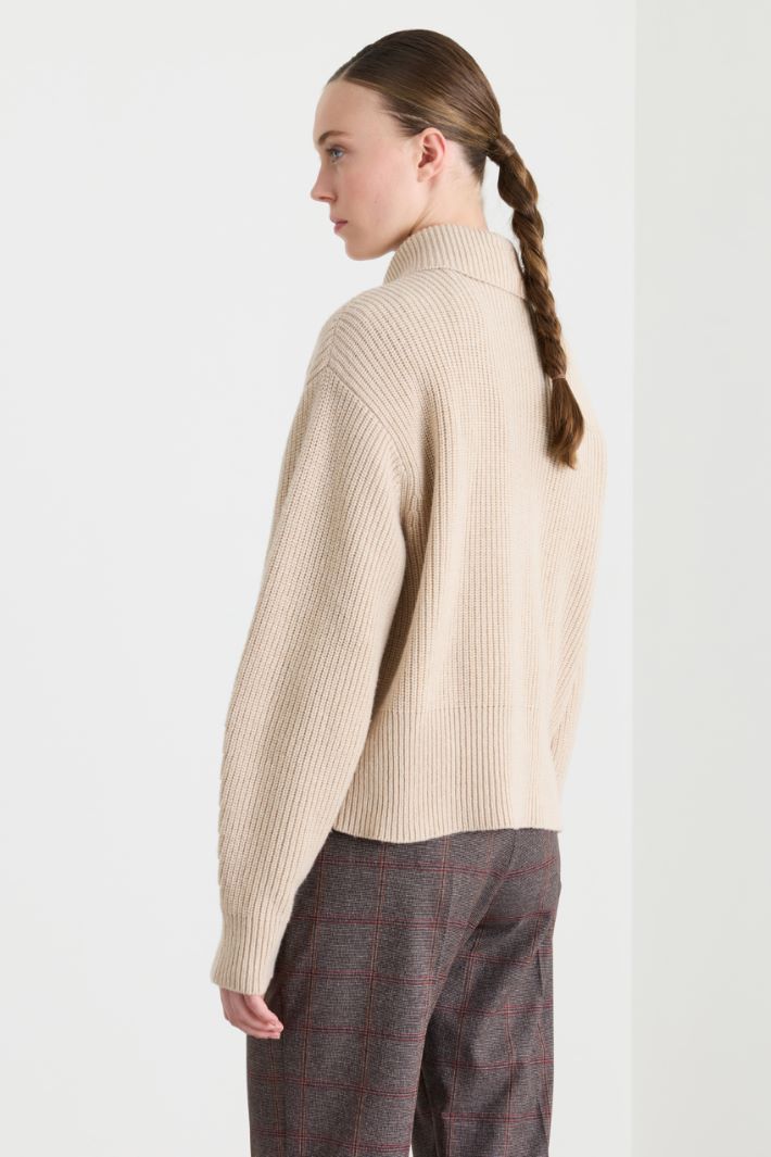 Zip-front boxy jumper - BROWN - Intrend - 4