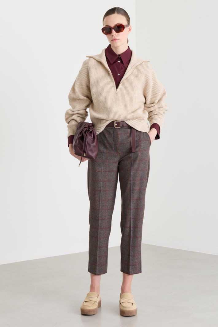 Zip-front boxy jumper - BROWN - Intrend