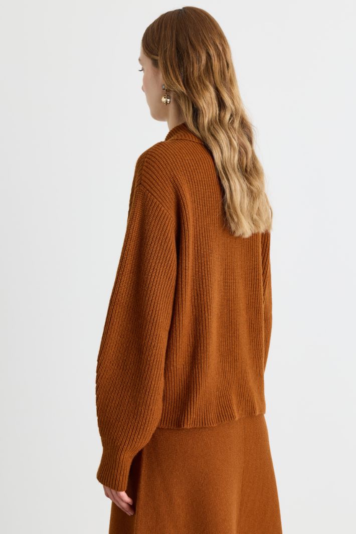 Zip-front boxy jumper - BROWN - Intrend - 4
