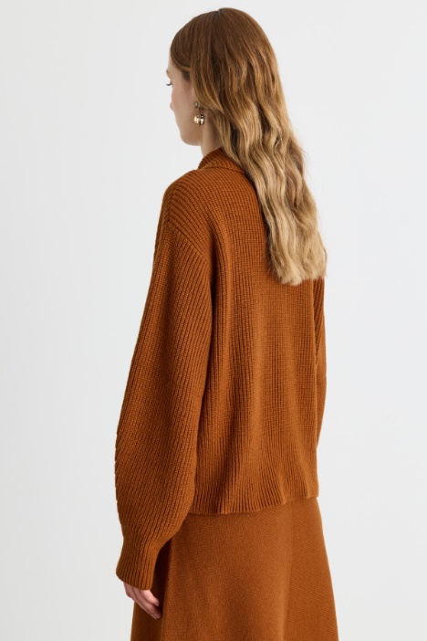 Maglia boxy in lana e cashmere con zip