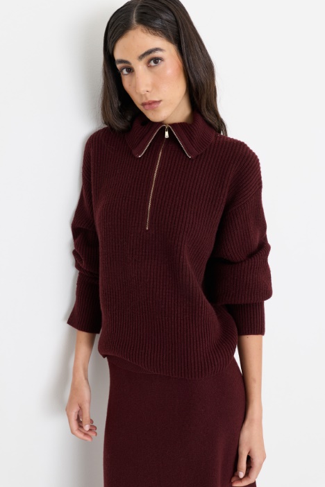 Zip-front boxy jumper - Intrend