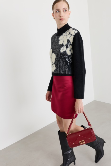 Intarsien-Pullover mit Pailletten - Intrend