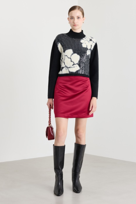 Intarsien-Pullover mit Pailletten - Intrend
