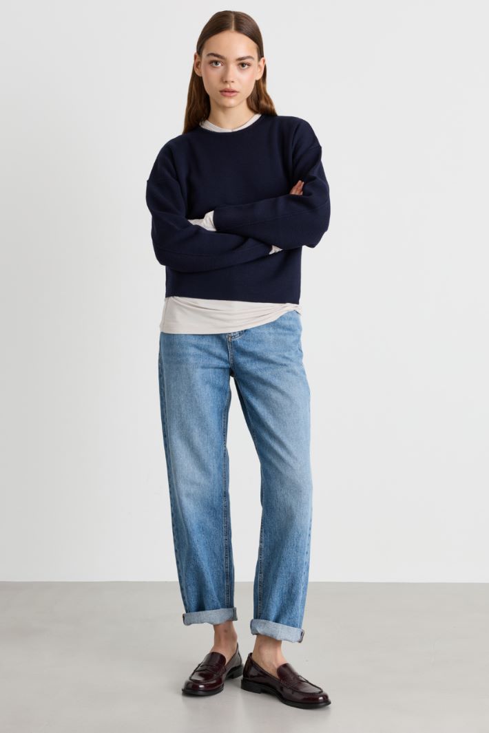 Maglia a spalla scesa - BLU - Intrend