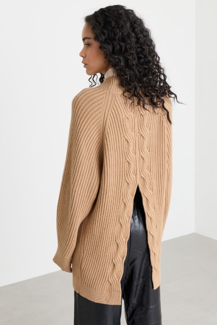 Cable-knit jumper - CAMEL - Intrend - 4