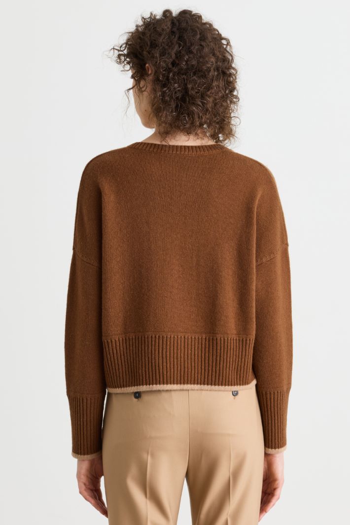 Contrast-trim jumper - BROWN - Intrend - 4